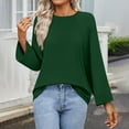 thumbnail image 4 of Scyoekwg Casual Long Sleeve Shirts for Women Crewneck Raglan Sleeve Elegant Shirts Fashion Loose Fall Clothes Solid Color Dressy Blouses Vintage Blouses(Green,M), 4 of 8