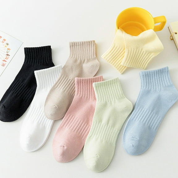 Women's socks , , Solid Color Cotton Socks , Cream Socks For Women , Size One Size , 8 Pairs