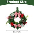 thumbnail image 5 of 12 Inch Artificial Pine Leaf Christmas Front Door Wreath, Pre-Decorated Holiday Wreath with Balls, Bows & Berry Clusters, Indoor & Covered Porch Entryway Christmas Hanging Decor, 1 Pc, 5 of 6