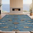 thumbnail image 2 of Design&I 5'x7' Washable Area Rug Cabin School Waves Icons Clownfish Lake Trout Pinecone Fish Fishing Refined for Guest Room, Lounge, Apartment, Flatweave & Daily Traffic Ready, 2 of 7
