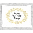 thumbnail image 1 of Enjoy the Little Things Tapestry, Monochrome Wreath with Hand Written Inspiring Quote, Wall Hanging for Bedroom Living Room Dorm Decor, 60W X 40L Inches, Earth Yellow Black White, by Ambesonne, 1 of 2