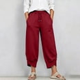 thumbnail image 5 of HAPIMO Drawstring Button Cuff Wide Leg Lounge Sweatpants Women High Waist Soft Pants for Summer and Loungewear Red S, 5 of 7