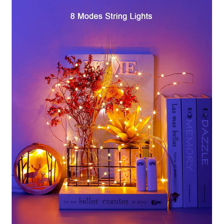 Rechargeable String Lights USB Plug Fairy Lights, 2x6.56 ft (2M) 20 LEDs  Cute Bear Controller up to 36 Hours Use Wine Bottle Copper Wire Lights, 8  Modes Changing Firefly Lights for Wedding,Bedroom 