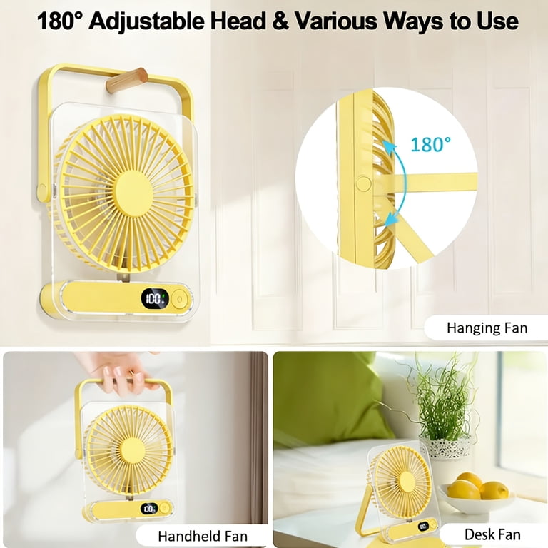 Portable Cooling Air Conditioner Fan, 5-Speed 3000mAh Battery, 180