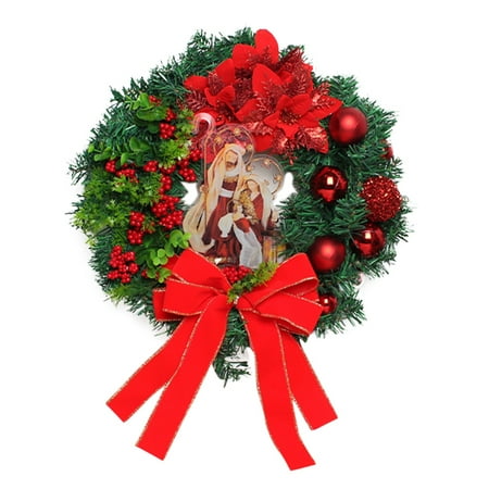 

ECHOYY Holy Christmas Wreath Lit Christmas Scene Wreath Christmas Wreath At The Front Door Christmas Wreath Christmas Wreath 30cm