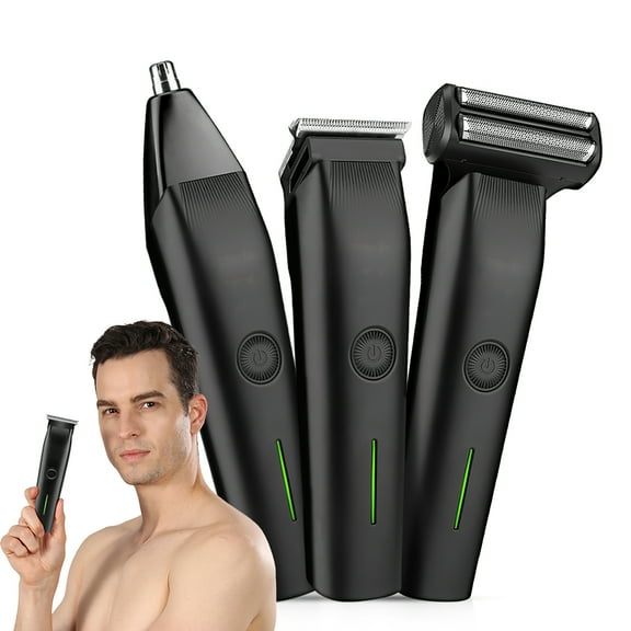 Professional 3-in-1 Beard Trimmer & Grooming Kit - Precision Hair Clippers for Face/Nose/Ear, Rechargeable with 3 Guards, Valentine’s Gift Ready