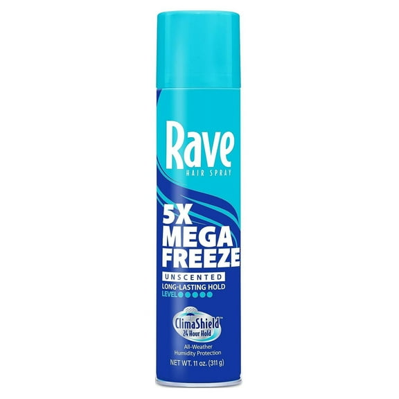 Rave 5X Mega Freeze Hairspray Unscented 11oz Aerosol (Pack of 3)