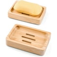thumbnail image 1 of Caja de jabón de madera de bambú natural de 2 piezas, para jabón de esponja de baño de cocina ER, 1 of 5