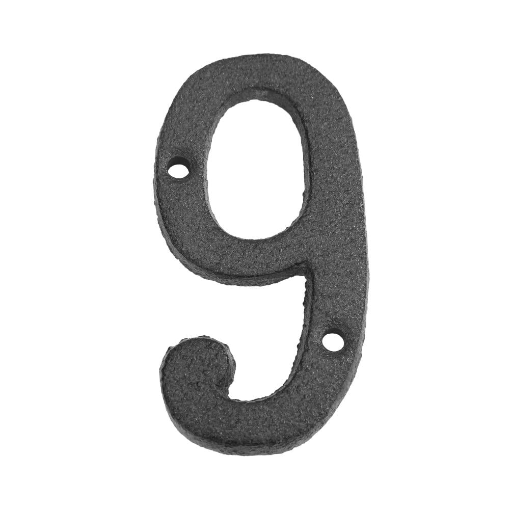 0-9 Numbers Cafe Shop Doorplate Metal Digital Sign Cast Iron Black House Supply
