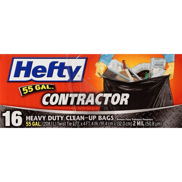 Hefty Heavy Duty Clean-Up CONTRACTOR BAGS Twist Tie 45 Gal 20 Pack