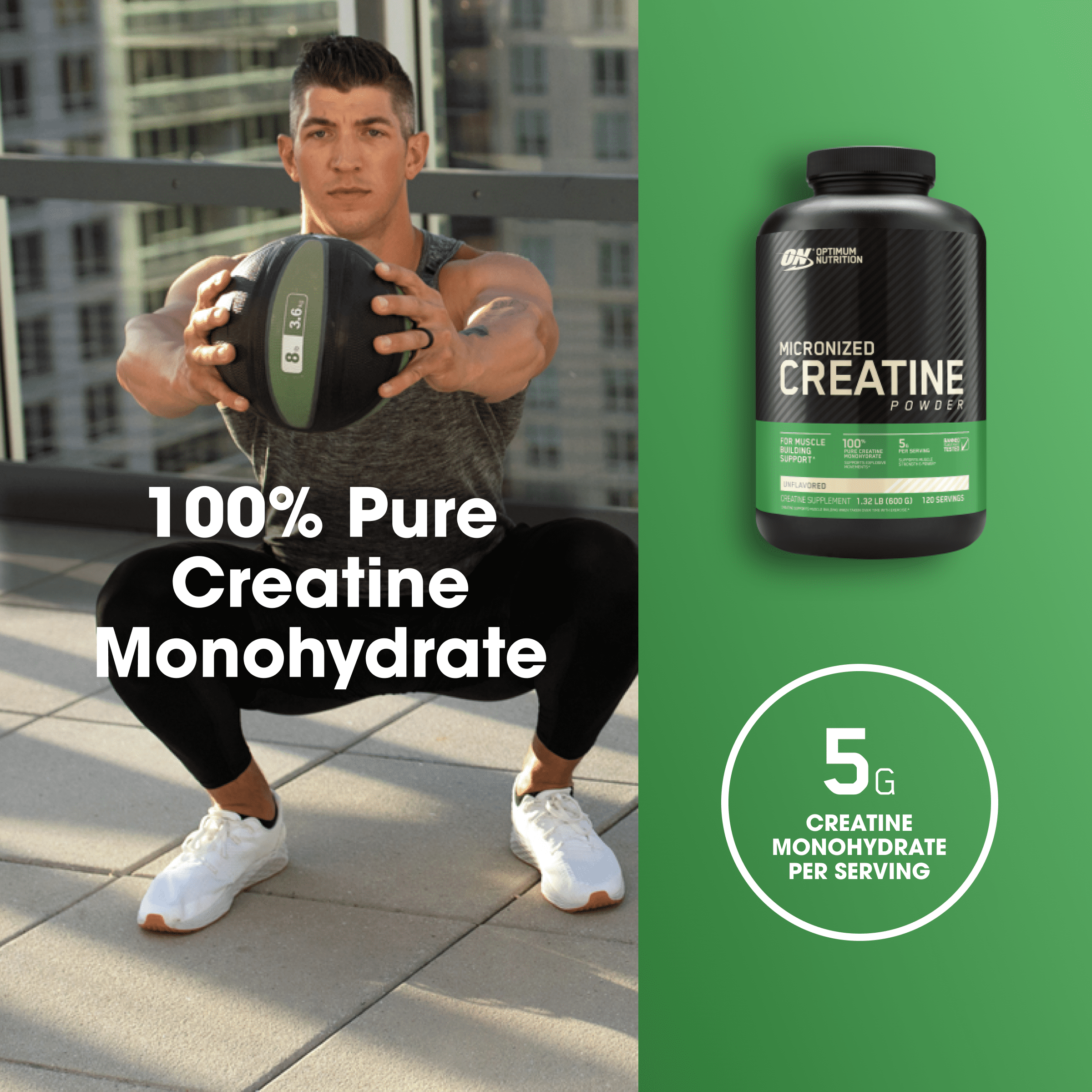 Creatine Monohydrate Powder 600 Grams (1.32lb), Unflavored