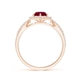 thumbnail image 2 of ANGARA Natural Ruby Split Shank Ring with Diamond Hexagon Halo in 14K Rose Gold for Women (Size-5mm) | July Birthstone Jewelry for Her | Natural Ruby Rings, 2 of 10