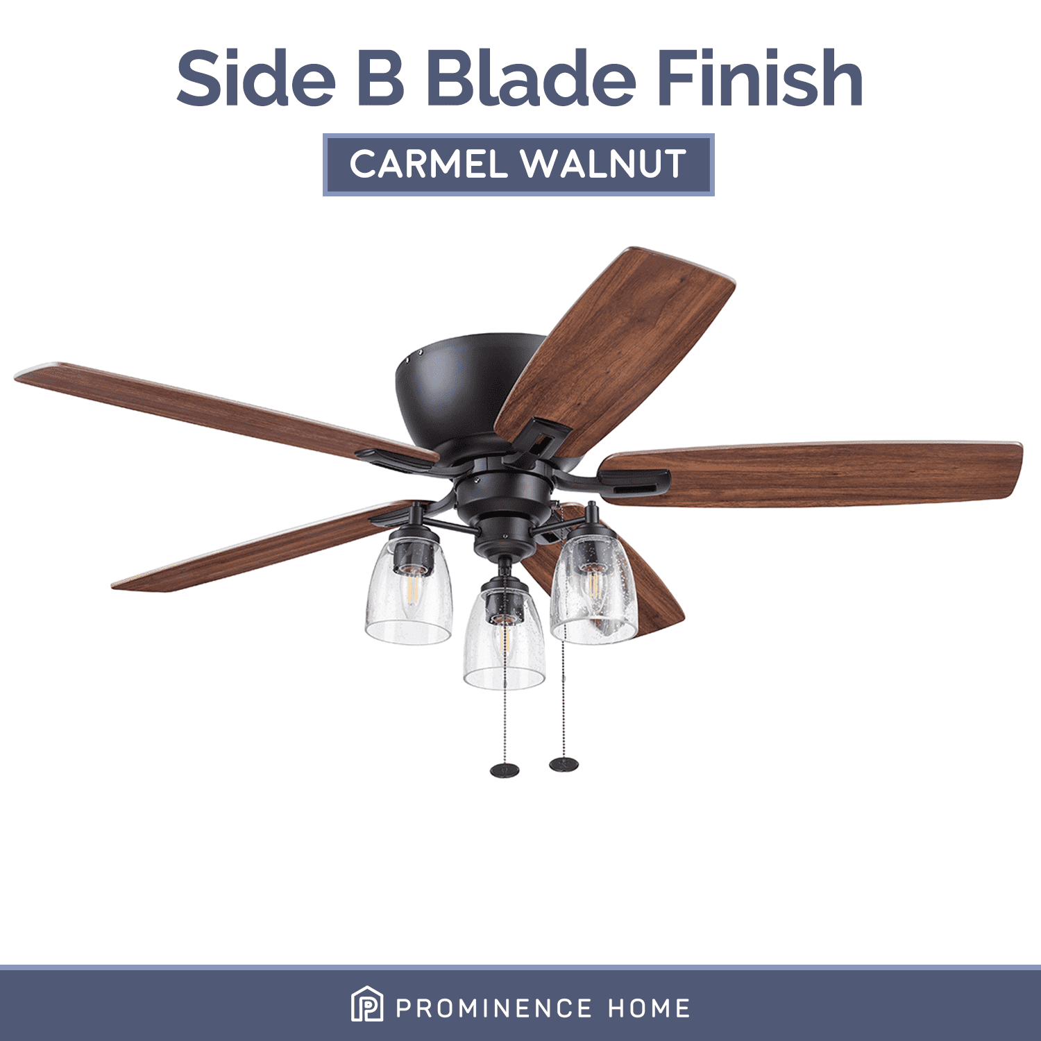 Prominence Home Arthur 52" Bronze Flushmount Ceiling Fan with Light Kit and Reverse Airflow