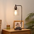 thumbnail image 1 of EDISHINE 19" Antique Red Copper Metal Dimmable Touch Control Table Lamp with Glass Shade and USB Port, 1 of 5