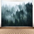 thumbnail image 1 of Tapiz verde bosque, tapiz de pared con niebla y bosque para dormitorio, tapiz de pared con paisaje, tapiz de pared con bosque, tapiz para pared en decoración de hogar, sala de estar, 200 x, 1 of 5