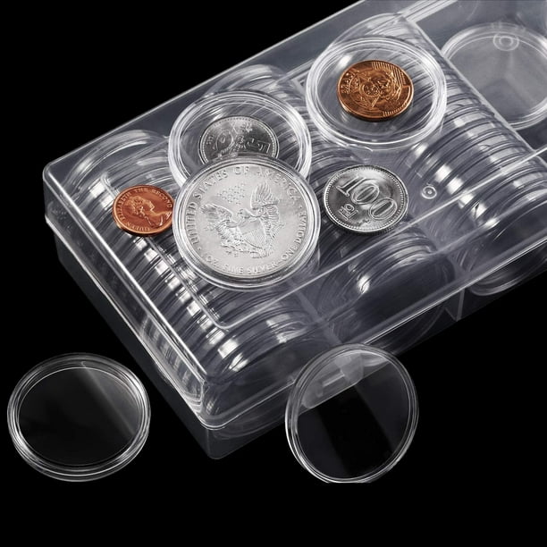 Boîte à pièces ronde en plastique avec boîte de rangement pour fournitures  de collecte de pièces de monnaie, boîte de rangement pour pièces de monnaie