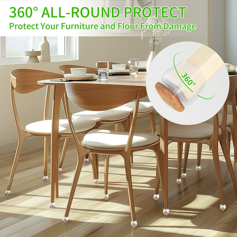 16Pcs Square Silicone Chair Leg Floor Protectors for Hardwood Floors Felt Furniture Pads Covers Table Chair Leg Caps Large Chair Sliders for Wood