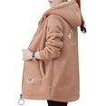thumbnail image 3 of Chaqueta con Cremallera y Bolsillos para Mujer, Sudadera Larga Extragrande con Capucha, Abrigo Afelpado y Cálido. Caqui L, 3 of 8
