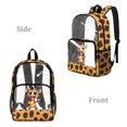thumbnail image 2 of ZIATUBLES Clear Backpack Heavy Duty 17 Inch, Cartoon Giraffe Spot Print Fabric & PVC Transparent Bookbag With Front & Side Pockets, Sturdy See Through Backpack for School Security, 2 of 7