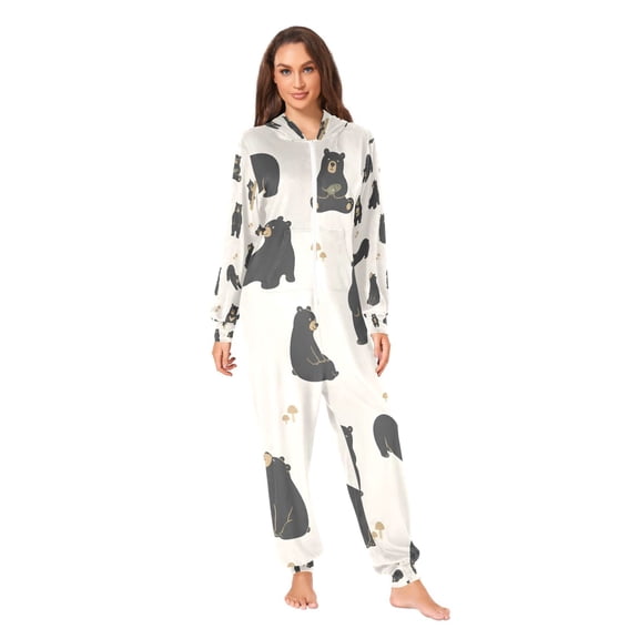 Bears Adult Unisex Onesie Pajamas One Piece Suit Pjs Sleepwear Jumpsuit