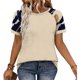 thumbnail image 5 of Tops de manga corta de mujer casual con impresión fuera del hombro, blusa de moda de manga Raglan para primavera verano, 5 of 8