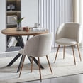 thumbnail image 4 of NORDICANA 3 Pieces 37-Inch Round Dining Table and Upholstered Chairs for Two Person, MDF Table-top, Off White Fuzzy Sherpa Armchairs with Wood Grain Metal Leg for Kitchen, Reception Room, 4 of 10