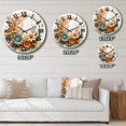 thumbnail image 4 of Designart "Floral Wreath in Beige and Orange I" Floral Oversized Wall Clock, 4 of 5