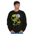 thumbnail image 5 of Spooky Halloween Dinosaur Skeleton Unisex Plus Fleece Graphic Sweatshirt Brisco Brands 5X, 5 of 6