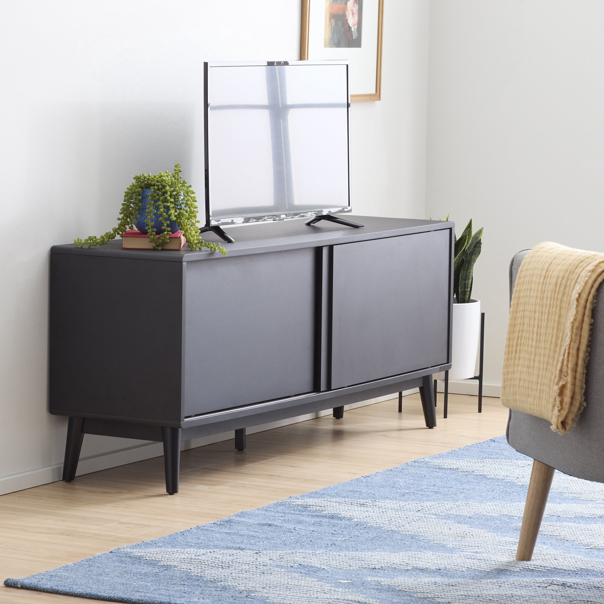 Mayview Madison Mid-Century Modern TV Stand, Black