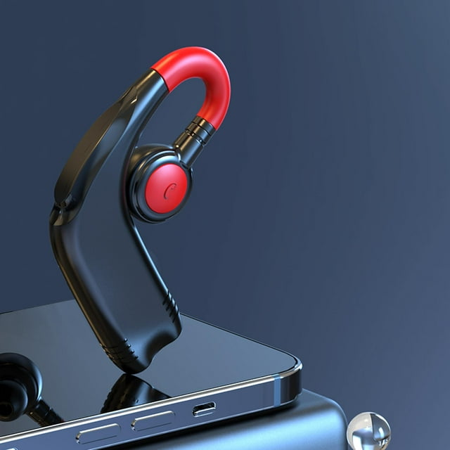 Auriculares inalámbricos con gancho para oreja Auriculares comerciales V5.2 Auriculares intrauditivos de con cancelación de ruido , negro y rojo