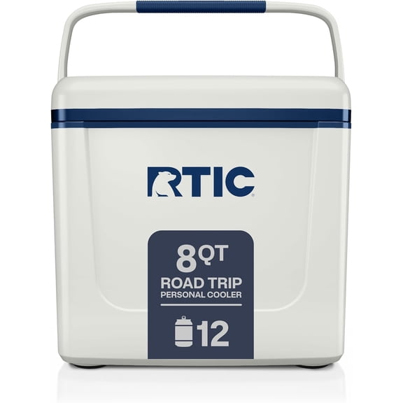 8 QT Road Trip Personal Cooler, Small, Compact, Insulated, Portable Ice Chest Box for Food, Drink, Beverage, Beach, Camping, Picnic, Fishing, Boat, 12-Can Capacity