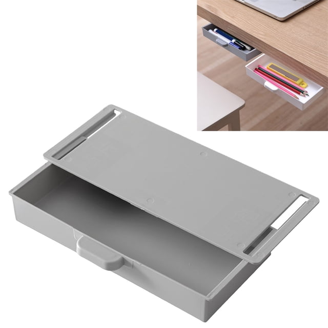Clearance!Delayuji Hidden Under Desk Drawer Self Adhesive Plastic Makeups Jewelry Desk Storage Drawer for Kitchen Leaveforme