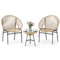 thumbnail image 2 of Costway 3-Piece Wicker Patio Bistro Set,Outdoor Acapulco Chairs and Tempered Glass Table Beige + Black, 2 of 10