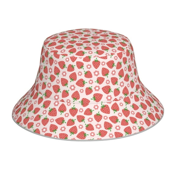 Kdxio Reflective Bucket Hat - Strawberry Flower Print Bucket Hat for Men,Women