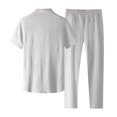 thumbnail image 5 of Summer Men's 2-Piece Sports Suit, Thin Fashion Short Sleeve Top and Pants, Lightweight Luxury Trendy Outfit For Hot Weather Athletic Wear,White,3XL, 5 of 9
