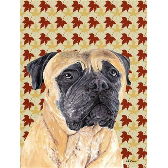15 x 15 In. Mastiff Fall Leaves Portrait Flag, Garden Size