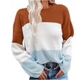 thumbnail image 1 of Bowake Women's Fall Sweaters Long Sleeve Crew Neck Color Block Casual Loose Trendy Knit Pullover Jumper Tops, 1 of 5