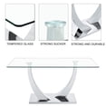 thumbnail image 3 of ExtraLco Glass Dining Table Set for 4, 63 Inch Silver V-Leg Table with 4 Dark Gray PU Chairs, 3 of 10