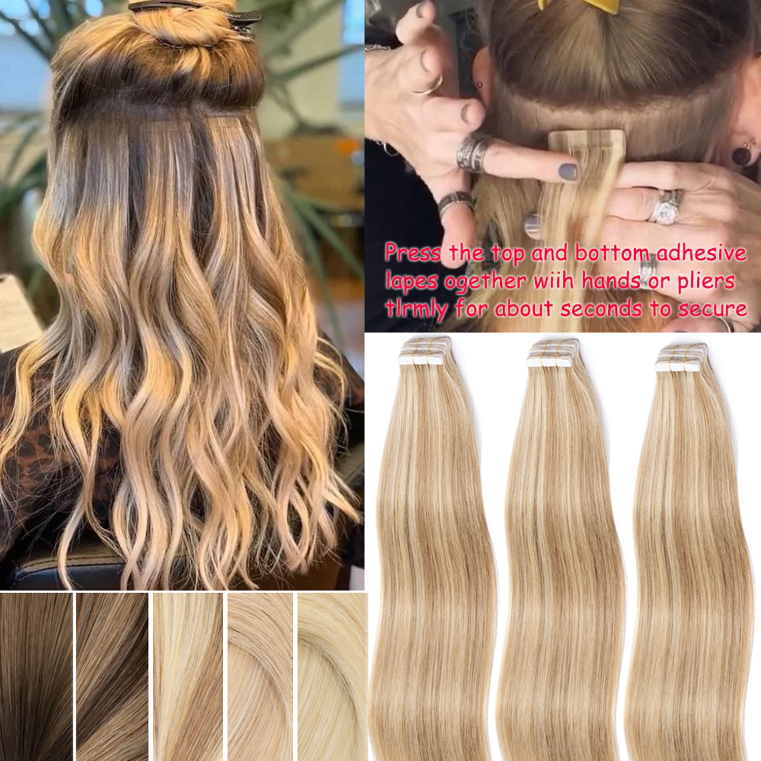 Benehair Tape In 100% Real Remy Human Hair Extensions Seamless Skin Weft Thick Glue Straight Women Black 10-20pcs 24inch