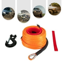 Miumaeov 3/8" x 100' Synthetic Winch Rope with Hook Winch Cable with Protective Sleeve Car Tow Recovery Cable for 4WD Off-Road Vehicle Truck ATV UTV SUV 23,809 LBS Breaking Strength
