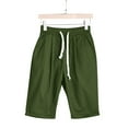 thumbnail image 4 of IDALL Womens Shorts Casual Plus Size Shorts Ladies Casual Pocket Thin Outer Wear Elastic Belt In Trousers Large Size Loose Pants Running Shorts Summer Shorts Army Green L, 4 of 5