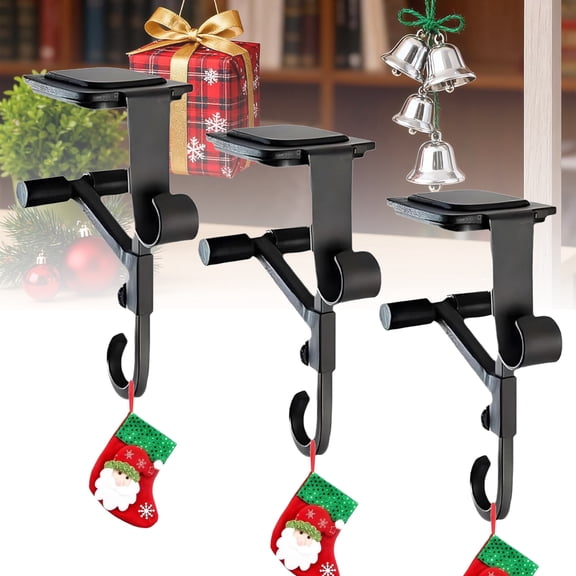 iToolMax Garland Hanger for Door Frame, 2 in 1 Fireplace Stocking and Garland Hanger, No Drill Adjustable Mantle Hangers, Christmas Stocking Holders for Mantle, Holds Up to 55 Lbs(Golden-3Pcs)