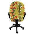 thumbnail image 3 of Floral Office Chair Slipcover, Vertical Strips of Tulips and Daffodils Leafy Botanical, Protective Stretch Decorative Fabric Cover, Standard Size, Khaki Multicolor, by Ambesonne, 3 of 5