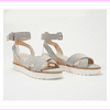Marc Fisher Leather or Suede Cross Strap Wedges- Jovana Light Grey 11 M