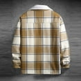 thumbnail image 4 of Donemore Men's Checkered Fleece Coat Loose Fit Button-Down Collar Long Sleeve Pocket Jacket Fall Winter Casual, 4 of 7