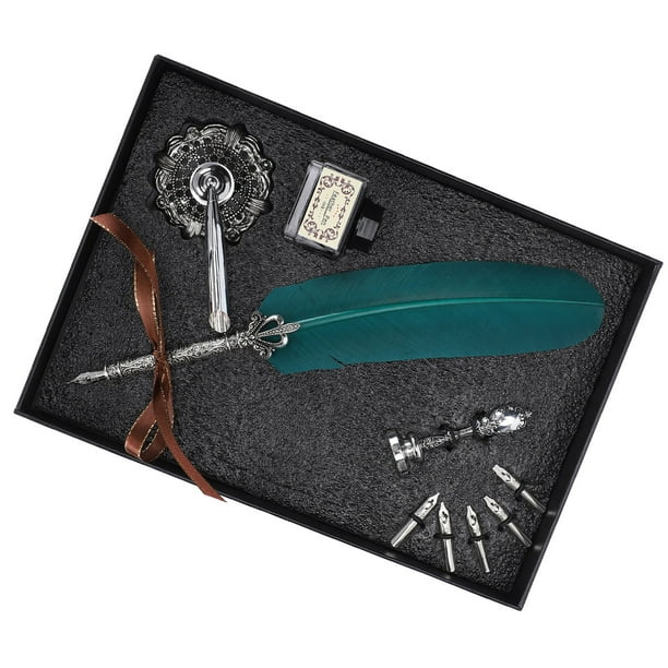 JUEGO DE PLUMA DE AVE, PLUMA DE ADRONO, VEDORA VINTAGE, REGALO, LITERA ...