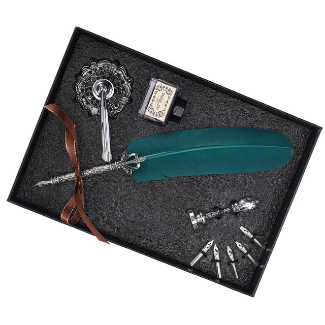 Juego de Pluma de Pluma Vintage para Caligrafía con Punta Reemplazable 6 Puntas de Pluma Barril Duradero Plumas Reales Regalo de Diseño Retro Ligero ANGGREK Otros