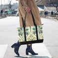 thumbnail image 4 of FORMRS Canvas Laptop Tote Bag for Women with 15.6" Computer Compartments Shoulder Handbag, Beige Floral Pattern, 4 of 7