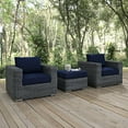 thumbnail image 4 of Modern Contemporary Urban Design Living Lounge Room Sectional Sofa Set, Navy Blue, Rattan, 4 of 6