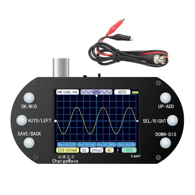 TFixol Compact Handheld Digital Oscilloscope with 200KHz Bandwidth, PWM & Function Waveform Output, Auto Waveform Capture, and Firmware Upgrade for DIY & Automotive Repair